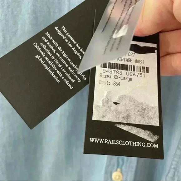 NWT Rails Colton Shirt Medium Vintage Wash size XXL - Picture 5 of 15